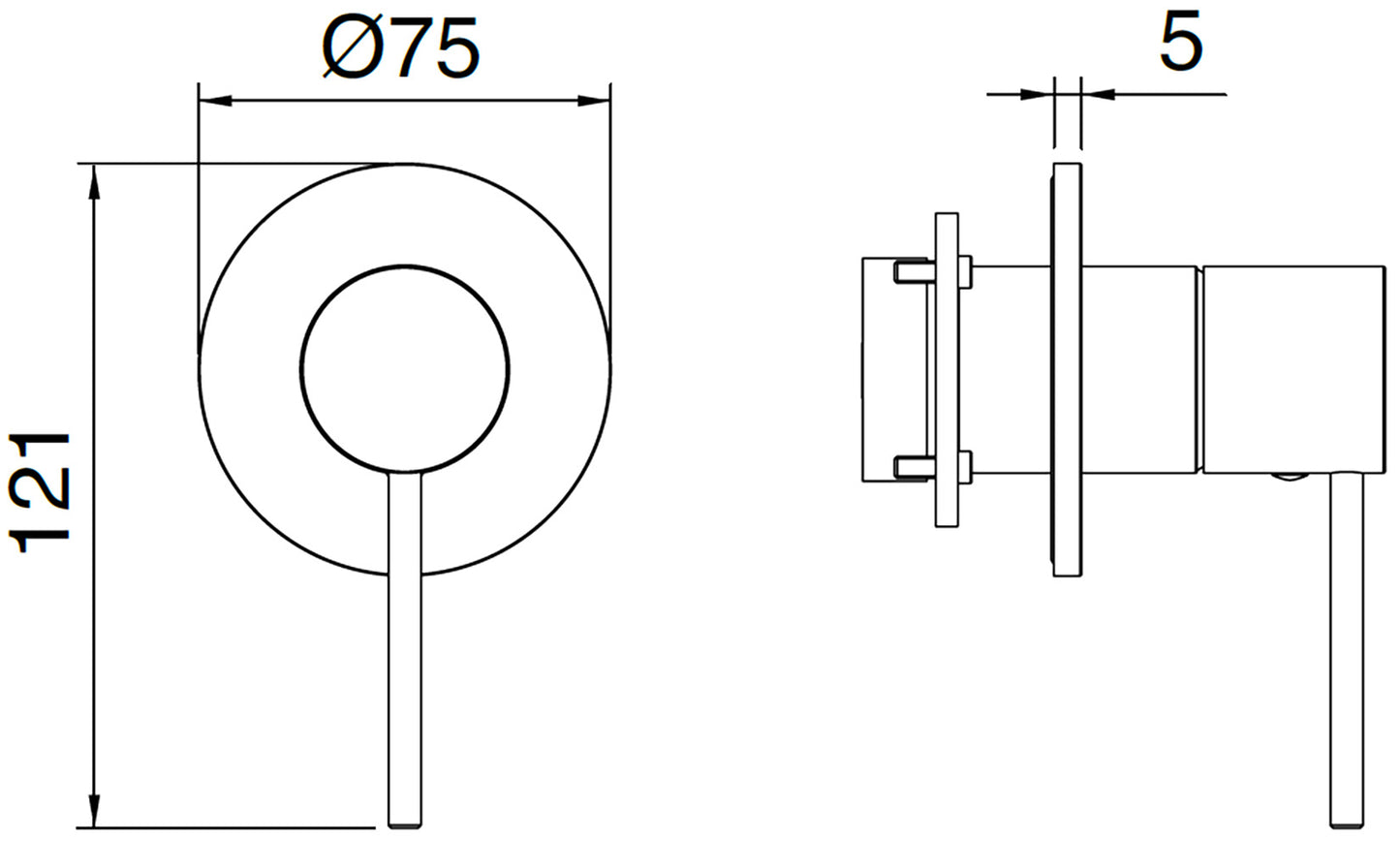 Rubinetterie Treemme 40MM Monocomando Monoforo Remoto Incasso A Muro Per Lavabo / Doccia Senza Bocca 65 mm Senza Piastra Stile Moderno Materiale Acciaio Finitura Acciaio Spazzolato Opaco Inox Parte Interna Esterna Incluse