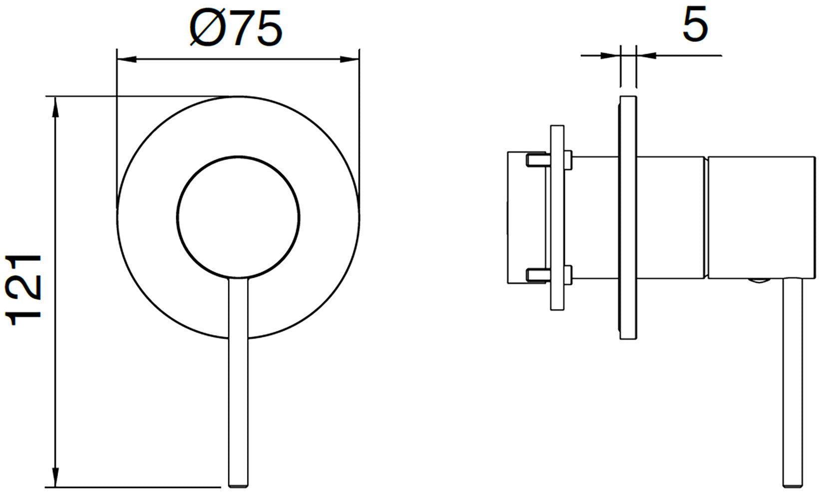 Rubinetterie Treemme 40MM Monocomando Monoforo Remoto Incasso A Muro Per Lavabo / Doccia Senza Bocca 65 mm Senza Piastra Stile Moderno Materiale Acciaio Finitura Acciaio Spazzolato Opaco Inox Parte Interna Esterna Incluse