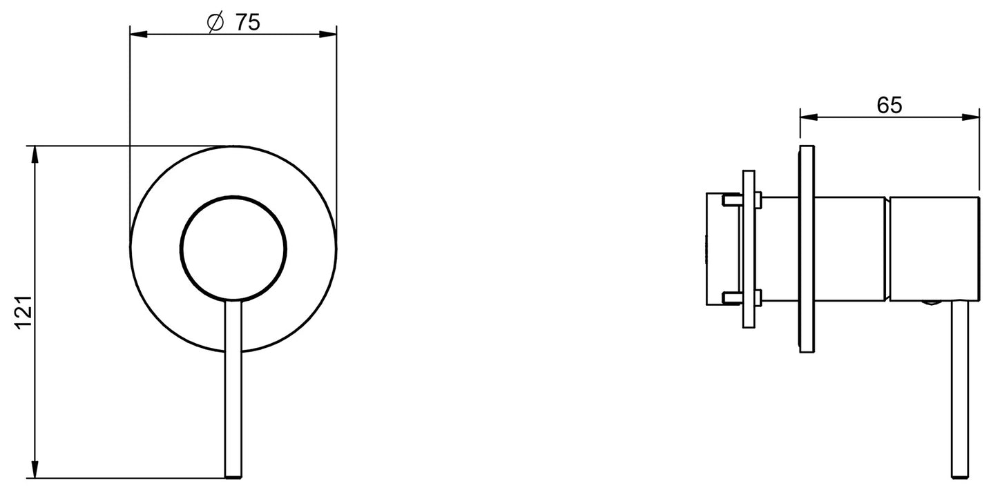 Rubinetterie Treemme 40MM Monocomando Monoforo Remoto Incasso A Muro Per Lavabo / Doccia Senza Bocca 65 mm Senza Piastra Stile Moderno Materiale Acciaio Finitura Acciaio Spazzolato Opaco Inox Parte Interna Esterna Incluse