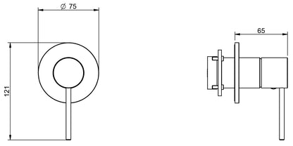 Rubinetterie Treemme 40MM Monocomando Monoforo Remoto Incasso A Muro Per Lavabo / Doccia Senza Bocca 65 mm Senza Piastra Stile Moderno Materiale Acciaio Finitura Acciaio Spazzolato Opaco Inox Parte Interna Esterna Incluse