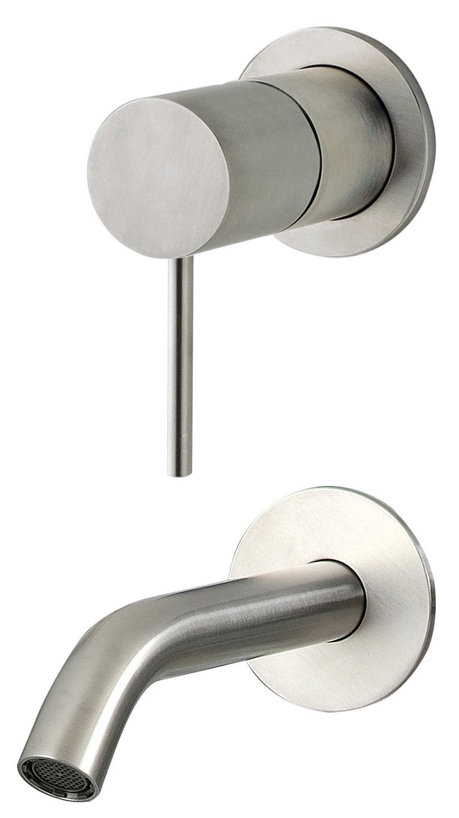 Rubinetterie Treemme 3M 40mm RWIT 13D2 IS BC + RWIT 51A5 ZZ 01 Miscelatore Lavabo Incasso 100 Muro Monocomando 1 Leva Meccanico 2 Fori Moderno Lunghezza 110 mm Verticale Staffa Cartongesso Acciaio Inox Spazzololato Opaco Parte Interna Esterna Incluse