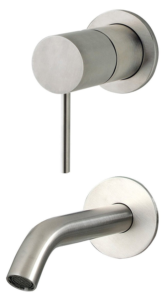 Rubinetterie Treemme 3M 40mm RWIT 13D2 IS BC + RWIT 51A5 ZZ 01 Miscelatore Lavabo Incasso 100 Muro Monocomando 1 Leva Meccanico 2 Fori Moderno Lunghezza 110 mm Verticale Staffa Cartongesso Acciaio Inox Spazzololato Opaco Parte Interna Esterna Incluse