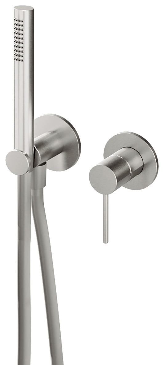 Rubinetterie Treemme 40MM Miscelatore Monocomando Meccanico Doccia Incasso A Parete Una Manopola 2 Fori Una Via Stile Moderno Materiale Acciaio Finitura Acciaio Spazzolato Opaco Inox Parte Interna Esterna Incluse