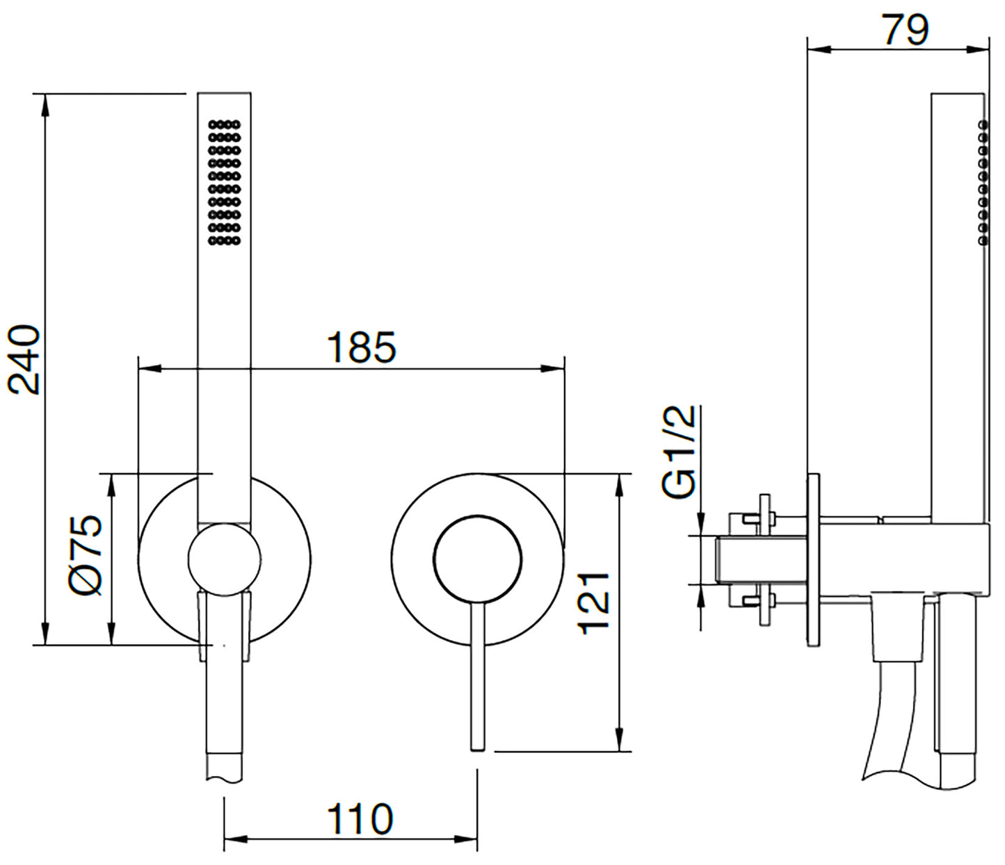 Rubinetterie Treemme 40MM Miscelatore Monocomando Meccanico Doccia Incasso A Parete Una Manopola 2 Fori Una Via Stile Moderno Materiale Acciaio Finitura Acciaio Spazzolato Opaco Inox Parte Interna Esterna Incluse