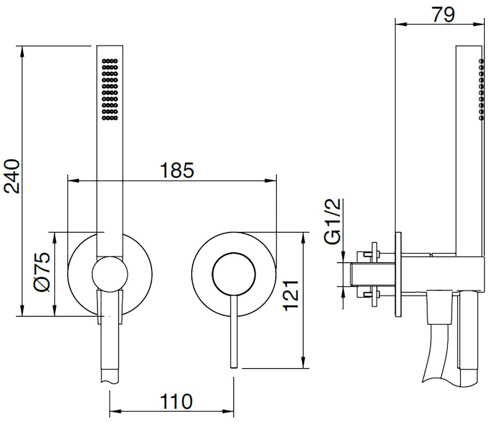 Rubinetterie Treemme 40MM Miscelatore Monocomando Meccanico Doccia Incasso A Parete Una Manopola 2 Fori Una Via Stile Moderno Materiale Acciaio Finitura Acciaio Spazzolato Opaco Inox Parte Interna Esterna Incluse