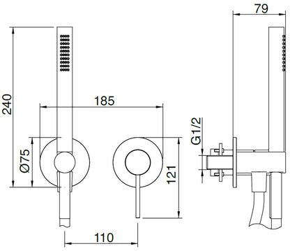 Rubinetterie Treemme 40MM Miscelatore Monocomando Meccanico Doccia Incasso A Parete Una Manopola 2 Fori Una Via Stile Moderno Materiale Acciaio Finitura Acciaio Spazzolato Opaco Inox Parte Interna Esterna Incluse