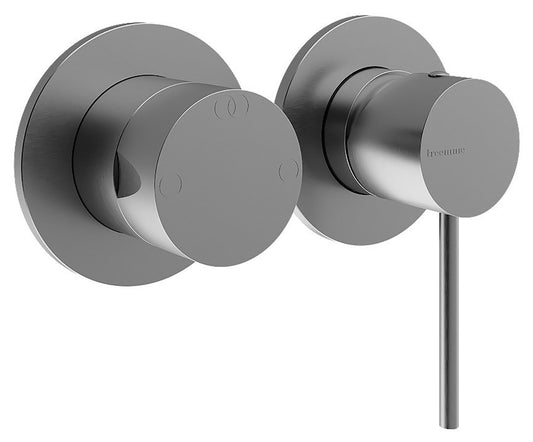 Rubinetterie Treemme 3M 40mm RWIT 13F2 IS 02 + RWIT 22A2 ZZ 01 Miscelatore Monocomando Doccia Incasso Muro Meccanico Deviatore 2 Vie 2 Fori 1 Leva Posizione Orizzontale Staffa Cartongesso Acciaio Inox Spazzolato Opaco Parte Interna Esterna Incluse