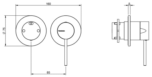 Rubinetterie Treemme 3M 40mm RWIT 13F2 IS 02 + RWIT 22A2 ZZ 01 Miscelatore Monocomando Doccia Incasso Muro Meccanico Deviatore 2 Vie 2 Fori 1 Leva Posizione Orizzontale Staffa Cartongesso Acciaio Inox Spazzolato Opaco Parte Interna Esterna Incluse