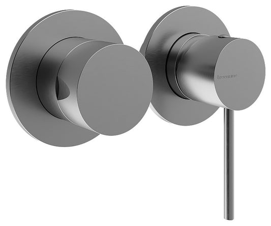 Rubinetterie Treemme 3M 40mm RWIT 13F3 IS 02 + RWIT 22A2 ZZ 01 Miscelatore Monocomando Doccia Incasso Muro Meccanico Deviatore 3 Vie 2 Fori 1 Leva Posizione Orizzontale Staffa Cartongesso Acciaio Inox Spazzolato Opaco Parte Interna Esterna Incluse