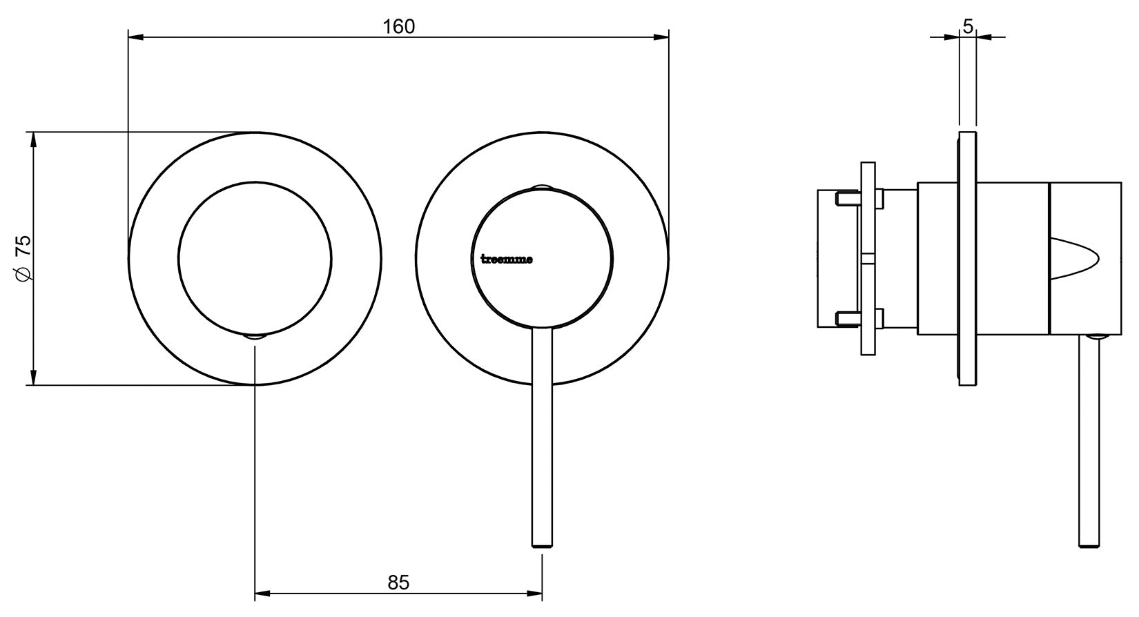 Rubinetterie Treemme 3M 40mm RWIT 13F3 IS 02 + RWIT 22A2 ZZ 01 Miscelatore Monocomando Doccia Incasso Muro Meccanico Deviatore 3 Vie 2 Fori 1 Leva Posizione Orizzontale Staffa Cartongesso Acciaio Inox Spazzolato Opaco Parte Interna Esterna Incluse