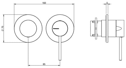 Rubinetterie Treemme 3M 40mm RWIT 13F3 IS 02 + RWIT 22A2 ZZ 01 Miscelatore Monocomando Doccia Incasso Muro Meccanico Deviatore 3 Vie 2 Fori 1 Leva Posizione Orizzontale Staffa Cartongesso Acciaio Inox Spazzolato Opaco Parte Interna Esterna Incluse