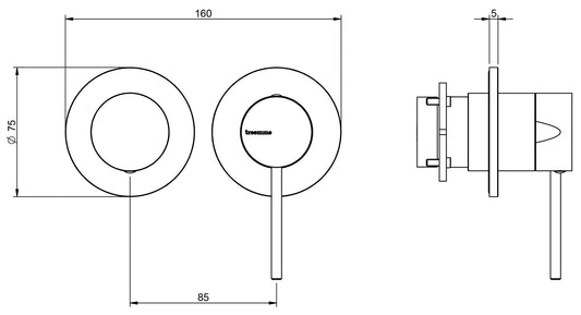Rubinetterie Treemme 3M 40mm RWIT 13F3 IS 02 + RWIT 22A2 ZZ 01 Miscelatore Monocomando Doccia Incasso Muro Meccanico Deviatore 3 Vie 2 Fori 1 Leva Posizione Orizzontale Staffa Cartongesso Acciaio Inox Spazzolato Opaco Parte Interna Esterna Incluse