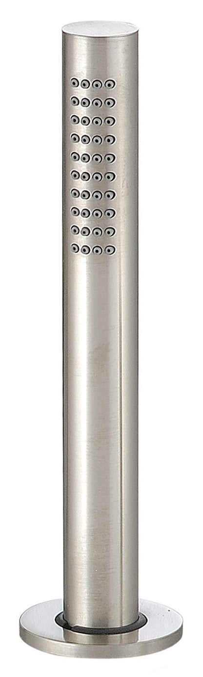 Rubinetterie Treemme 3M 40mm RWIT 6006 IS 25 Doccetta Estraibile a Mano Bordo Vasca Ad Appoggio Forma Tonda Materiale Accaio Finitura Inox Spazzolato Opaco Flessibile PVC 1,5 Metri Stile Moderno Uscita Acqua Pioggia Portata Acqua 8 Litri Al Minuto