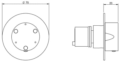 Rubinetterie Treemme 3M 40mm RWIT 75D6 IS 10 + RWIT 7AD5 ZZ 01 Rubinetto D’Arresto Deviatore Incasso 3 Uscite Installazione Parete Forma Tonda Monoforo 1 Manopola Materiale Acciaio Finitura Inox Spazzolato Opaco Parte Interna Esterna Incluse