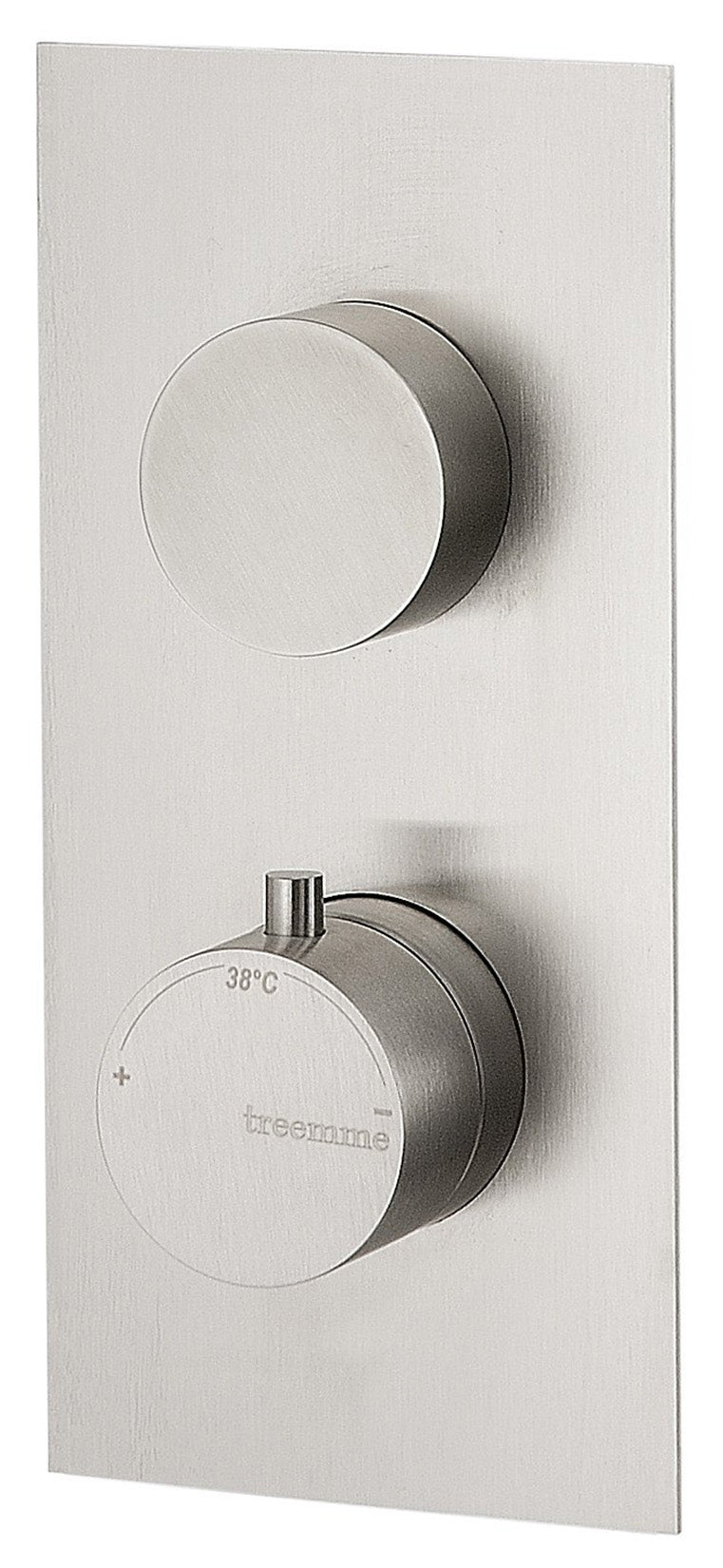 Rubinetterie Treemme 3M 40mm RWIT 8A46 IS 03 + RWIT 8A46 ZZ 20 Miscelatore Termostatico Doccia Incasso Parete Deviatore 2 Uscite 2 Fori Con Piastra Staffa Cartongesso Stile Moderno Acciaio Inox Spazzolato Opaco Parte Interna Esterna Incluse
