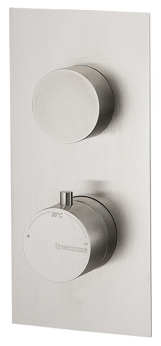 Rubinetterie Treemme 3M 40mm RWIT 8A72 IS 03 + RWIT 8A46 ZZ 20 Miscelatore Termostatico Doccia Incasso Parete Deviatore 3 Uscite 2 Fori Con Piastra Staffa Cartongesso Stile Moderno Acciaio Inox Spazzolato Opaco Parte Interna Esterna Incluse