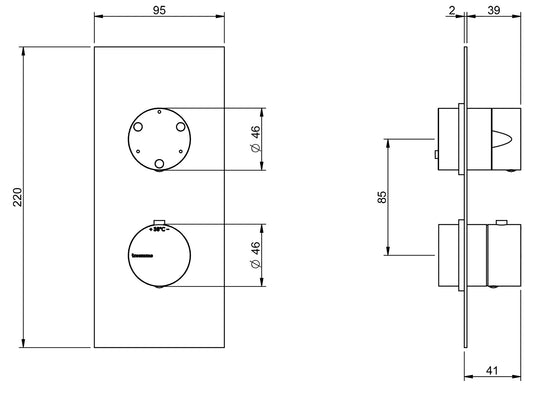 Rubinetterie Treemme 3M 40mm RWIT 8A72 IS 03 + RWIT 8A46 ZZ 20 Miscelatore Termostatico Doccia Incasso Parete Deviatore 3 Uscite 2 Fori Con Piastra Staffa Cartongesso Stile Moderno Acciaio Inox Spazzolato Opaco Parte Interna Esterna Incluse