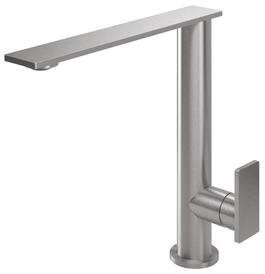 Rubinetterie Treemme 3M 5mm IT 2831 IS 5P ZZ Miscelatore Monocomando Lavello Per Cucina Lavanderia Lavatoi Appoggio 1 Leva Monoforo Meccanico Stile Moderno Forma Quadra Collo Girevole 360° Altezza 250 mm Lunghezza 263 mm Acciaio Inox Spazzolato Opaco