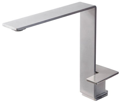 Rubinetterie Treemme 3M 5mm IT 2834 IS 5B ZZ Miscelatore Monocomando Lavello Per Cucina Lavanderia Lavatoi Appoggio 1 Leva Monoforo Meccanico Stile Moderno Forma Quadra Collo Girevole Altezza 225 mm Lunghezza 265 mm Acciaio Inox Spazzolato Opaco