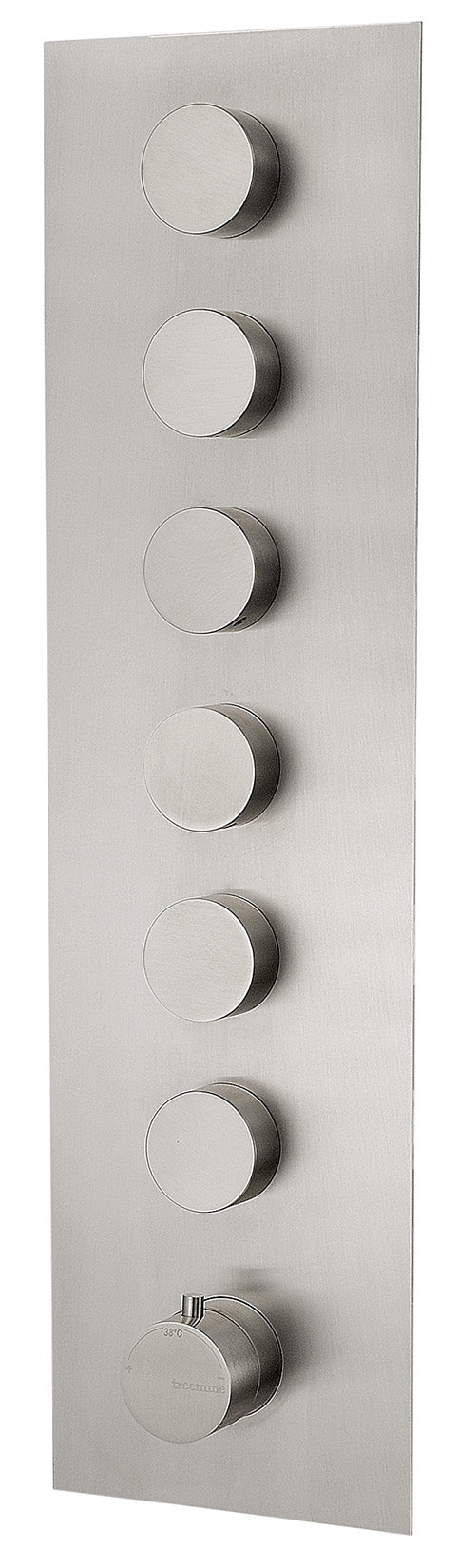 Rubinetterie Treemme 3M 5MM RWIT 2564 IS 35 + RWIT 7264 ZZ 30 Miscelatore Monocomando Termostatico Doccia Incasso A Parete Con Piastra 6 Uscite Sette Fori Una Manopola Stile Moderno Acciaio Inox Parte Esterna Interna Incluse