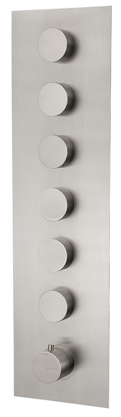 Rubinetterie Treemme 3M 5MM RWIT 2564 IS 35 + RWIT 7264 ZZ 30 Miscelatore Monocomando Termostatico Doccia Incasso A Parete Con Piastra 6 Uscite Sette Fori Una Manopola Stile Moderno Acciaio Inox Parte Esterna Interna Incluse