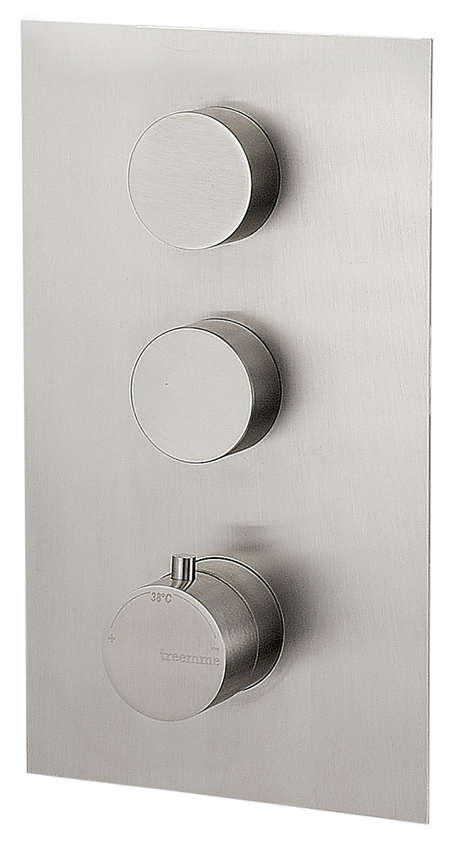 Rubinetterie Treemme 3M 5MM RWIT 2586 IS 35 + RWIT 7286 ZZ 30 Miscelatore Monocomando Termostatico Doccia Incasso A Parete Con Piastra 2 Uscite Tre Fori Una Manopola Stile Moderno Acciaio Inox Parte Esterna Interna Incluse