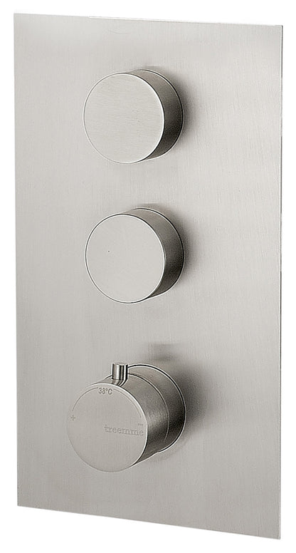 Rubinetterie Treemme 3M 5MM RWIT 2586 IS 35 + RWIT 7286 ZZ 30 Miscelatore Monocomando Termostatico Doccia Incasso A Parete Con Piastra 2 Uscite Tre Fori Una Manopola Stile Moderno Acciaio Inox Parte Esterna Interna Incluse