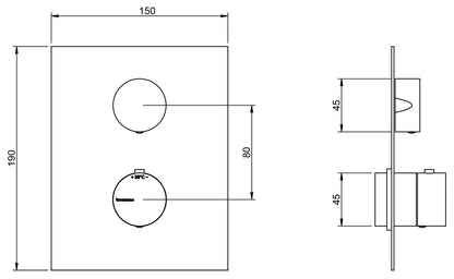 Rubinetterie Treemme 3M 5MM RWIT 2587 IS 35 + RWIT 7287 ZZ 30 Miscelatore Monocomando Termostatico Doccia Incasso A Parete Con Piastra 1 Uscita Due Fori Una Manopola Stile Moderno Acciaio Inox Parte Esterna Interna Incluse