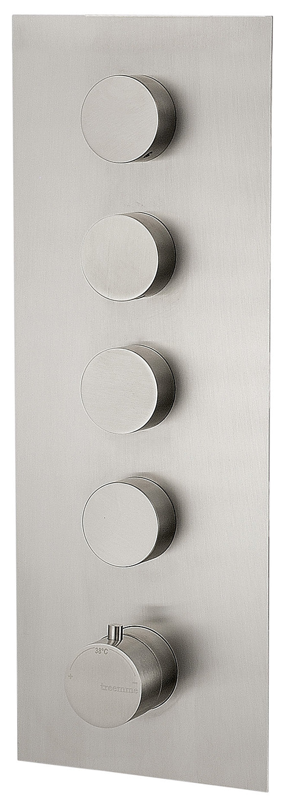 Rubinetterie Treemme 3M RWIT 2597 IS 31 + RWIT 7297 ZZ 30 5MM Miscelatore Monocomando Termostatico Doccia Incasso A Parete Con Piastra 4 Uscite Cinque Fori Una Manopola Stile Moderno Acciaio Inox Parte Esterna Interna Incluse