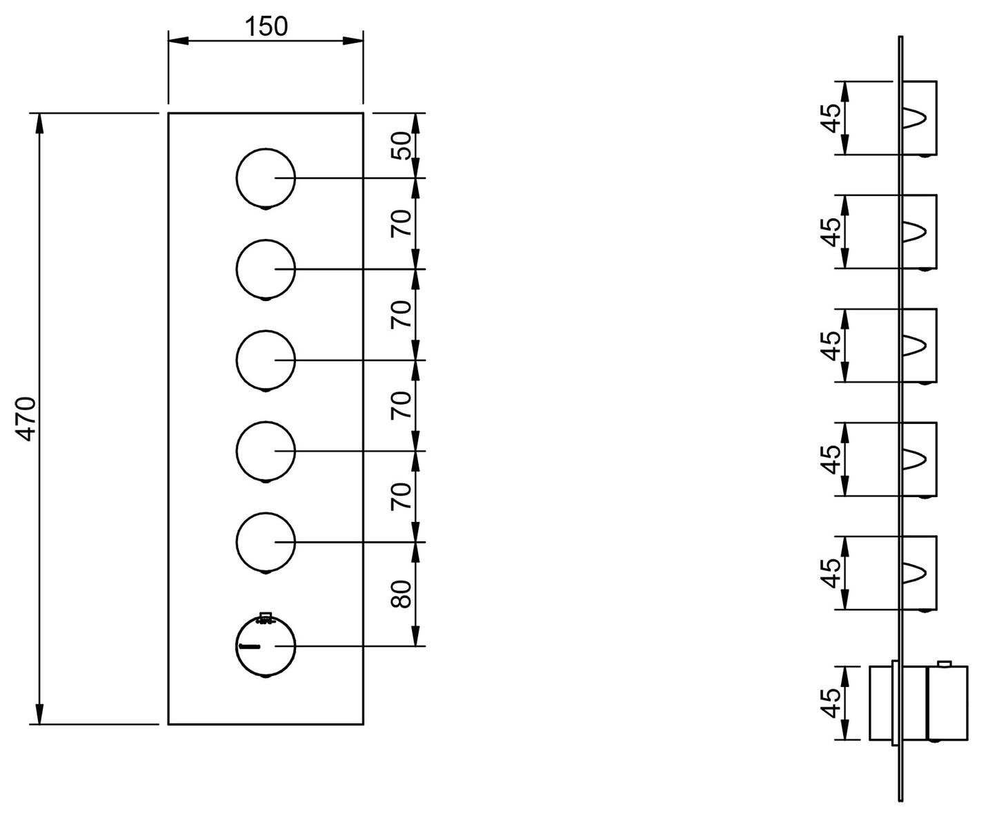 Rubinetterie Treemme 3M 5MM RWIT 2598 IS 35 + RWIT 7298 ZZ 30 Miscelatore Monocomando Termostatico Doccia Incasso A Parete Con Piastra 5 Uscite Sei Fori Una Manopola Stile Moderno Acciaio Inox Parte Esterna Interna Incluse