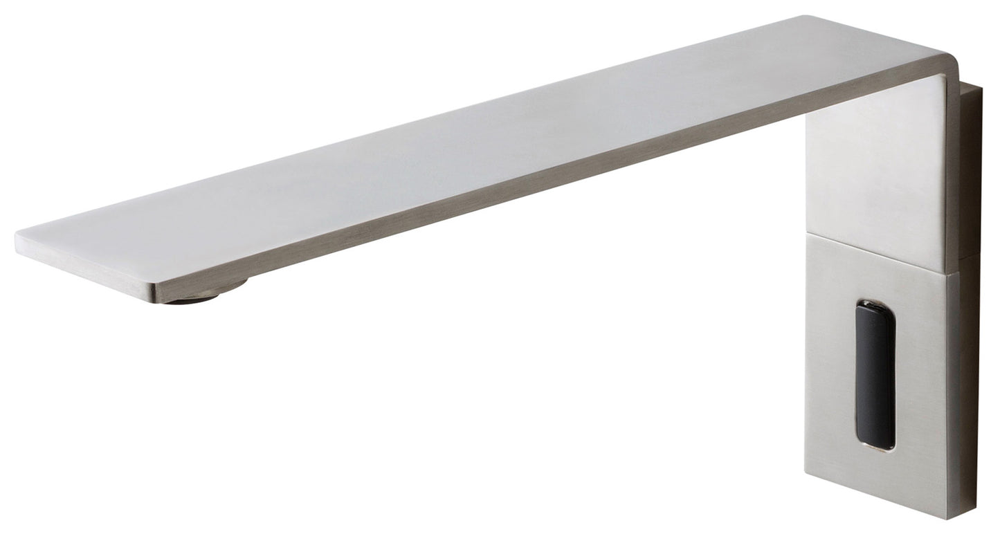 Rubinetterie Treemme 3M Electronic Washbasin Tap RWIT 2895 IS 02 + RWIT 2895 ZZ MX Rubinetto Elettronico Fotocellula Lavabo 170 Batteria Termostatico Muro Monoforo Altezza 120 mm Lunghezza 196 mm Parte Interna Esterna Incluse Acciaio Inox Spazzolato Opaco