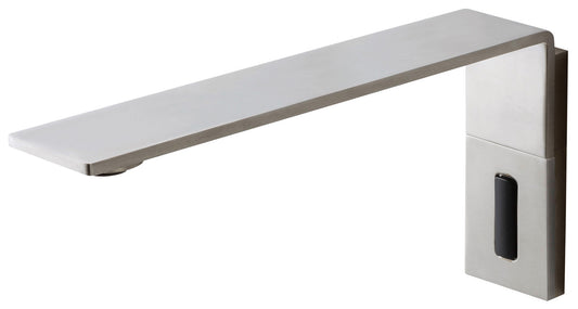 Rubinetterie Treemme 3M Electronic Washbasin Tap RWIT 2895 IS 02 + RWIT 2895 ZZ MX Rubinetto Elettronico Fotocellula Lavabo 170 Batteria Termostatico Muro Monoforo Altezza 120 mm Lunghezza 196 mm Parte Interna Esterna Incluse Acciaio Inox Spazzolato Opaco