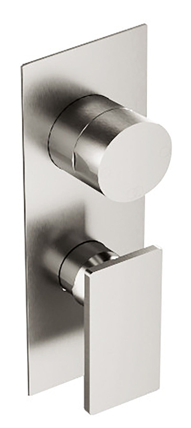 Rubinetterie Treemme 3M 5MM RWIT 28A2 IS 01 + RWIT 22A2 ZZ 01 Miscelatore Monocomando Meccanico Doccia Incasso A Parete Con Piastra E Deviatore 2 Uscite Due Fori Una Manopola Stile Moderno Acciaio Inox Parte Esterna Interna Incluse