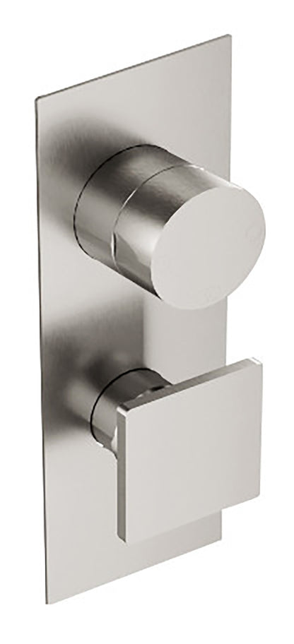 Rubinetterie Treemme 3M 5MM RWIT 28A2 IS 03 + RWIT 22A2 ZZ 01 Miscelatore Monocomando Doccia Incasso Muro Meccanico Deviatore 2 Vie Due Fori 1 Manopola Piastra Verticale Staffa Per Cartongesso Acciaio Inox Spazzolato Opaco Parte Interna Esterna Incluse