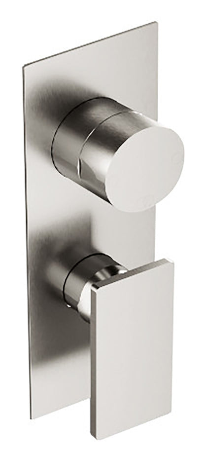 Rubinetterie Treemme 3M 5MM RWIT 28A3 IS 01 + RWIT 22A2 ZZ 01 Miscelatore Monocomando Meccanico Doccia Incasso A Parete Con Piastra E Deviatore 3 Uscite Due Fori Una Manopola Stile Moderno Acciaio Inox Parte Interna Esterna Incluse