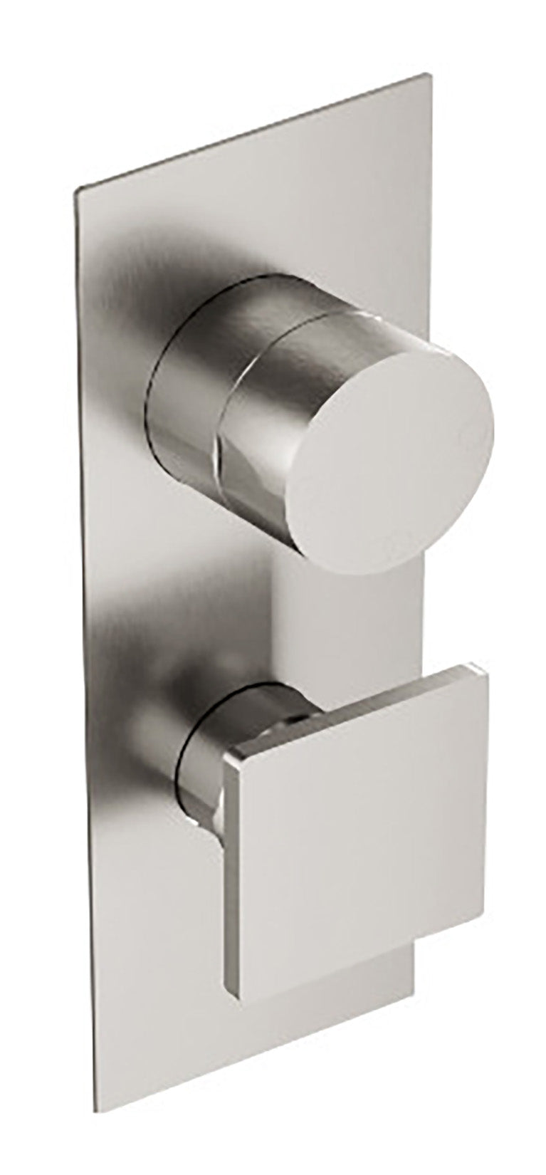 Rubinetterie Treemme 3M 5MM RWIT 28A3 IS 03 + RWIT 22A2 ZZ 01 Miscelatore Monocomando Doccia Incasso Muro Meccanico Deviatore 3 Vie Due Fori 1 Manopola Piastra Verticale Staffa Per Cartongesso Acciaio Inox Spazzolato Opaco Parte Interna Esterna Incluse