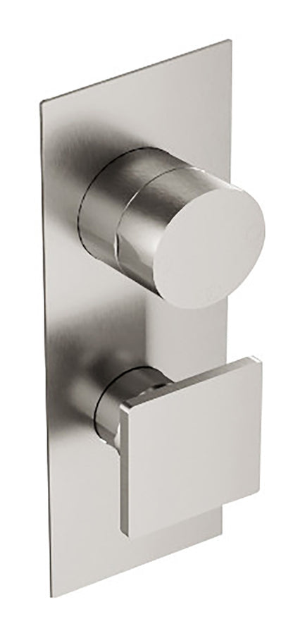Rubinetterie Treemme 3M 5MM RWIT 28A3 IS 03 + RWIT 22A2 ZZ 01 Miscelatore Monocomando Doccia Incasso Muro Meccanico Deviatore 3 Vie Due Fori 1 Manopola Piastra Verticale Staffa Per Cartongesso Acciaio Inox Spazzolato Opaco Parte Interna Esterna Incluse