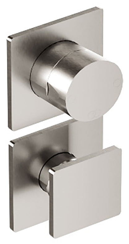 Rubinetterie Treemme 3M 5MM RWIT 28C3 IS 03 + RWIT 22A2 ZZ 01 Miscelatore Monocomando Doccia Incasso Parete Meccanico Deviatore 3 Vie Due Fori 1 Manopola Posizione Verticale Staffa Cartongesso Acciaio Inox Spazzolato Opaco Parte Interna Esterna Incluse