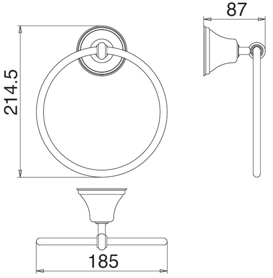 Rubinetterie Treemme 3M 8200 IT 8221 CC ZZ ZZ Portasalviette Ad Anello Per Bagno Installazione A Parete Forma Tonda Diametro Ø 185 mm Materiale Ottone Finitura Cromata
