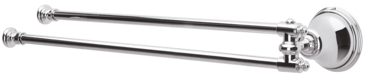 Rubinetterie Treemme 3M 8200 IT 8222 CC ZZ ZZ Portasalviette Mobile Doppio a Snodo Bandiera Girevole Per Bagno Installazione A Parete Forma Tonda Stile Classico Lunghezza 438 mm Profondità 81 mm Materiale Ottone Finitura Cromata