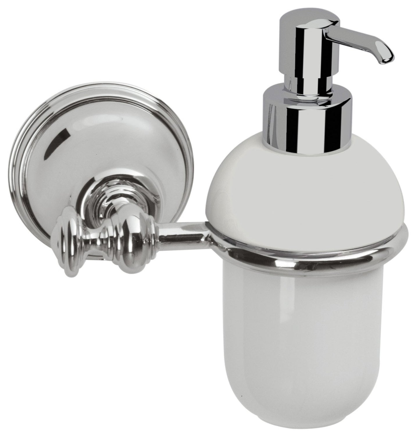 Rubinetterie Treemme 3M 8200 IT 8241 CC ZZ ZZ Dosatore Dispenser Sapone Liquido Da Muro Per Bagno Pompetta Supporto Ottone Cromato Bicchiere Ceramica