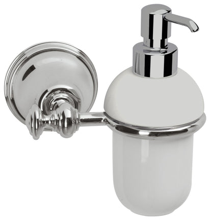 Rubinetterie Treemme 3M 8200 IT 8241 CC ZZ ZZ Dosatore Dispenser Sapone Liquido Da Muro Per Bagno Pompetta Supporto Ottone Cromato Bicchiere Ceramica