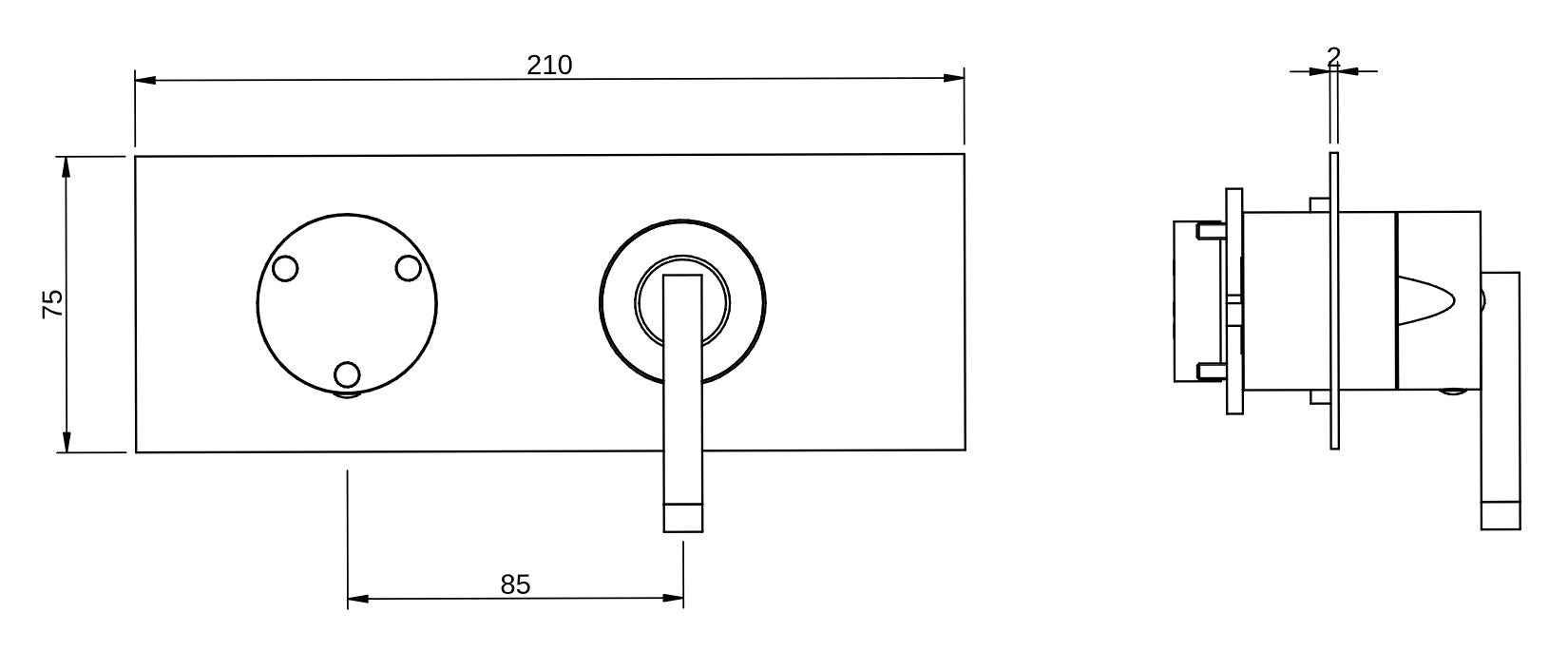 Rubinetterie Treemme 3M Arché RWIT 02E3 CC 01 + RWIT 22A2 ZZ 01 Miscelatore Monocomando Doccia Incasso Muro Con Deviatore 3 Uscite Meccanico Due Fori 1 Leva Con Piastra Orizzontale Staffa Per Cartongesso Ottone Cromata Parte Interna Esterna Incluse
