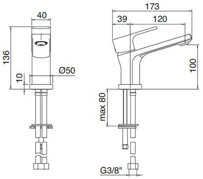 Rubinetterie Treemme 3M Contract Bamboo IT 5011 CC BM ZZ Miscelatore Monocomando Lavabo 100 Appoggio 1 Leva Monoforo Miscelazione Meccanica Stile Moderno Altezza 136 mm Lunghezza 173 mm Materiale Ottone Finitura Cromata