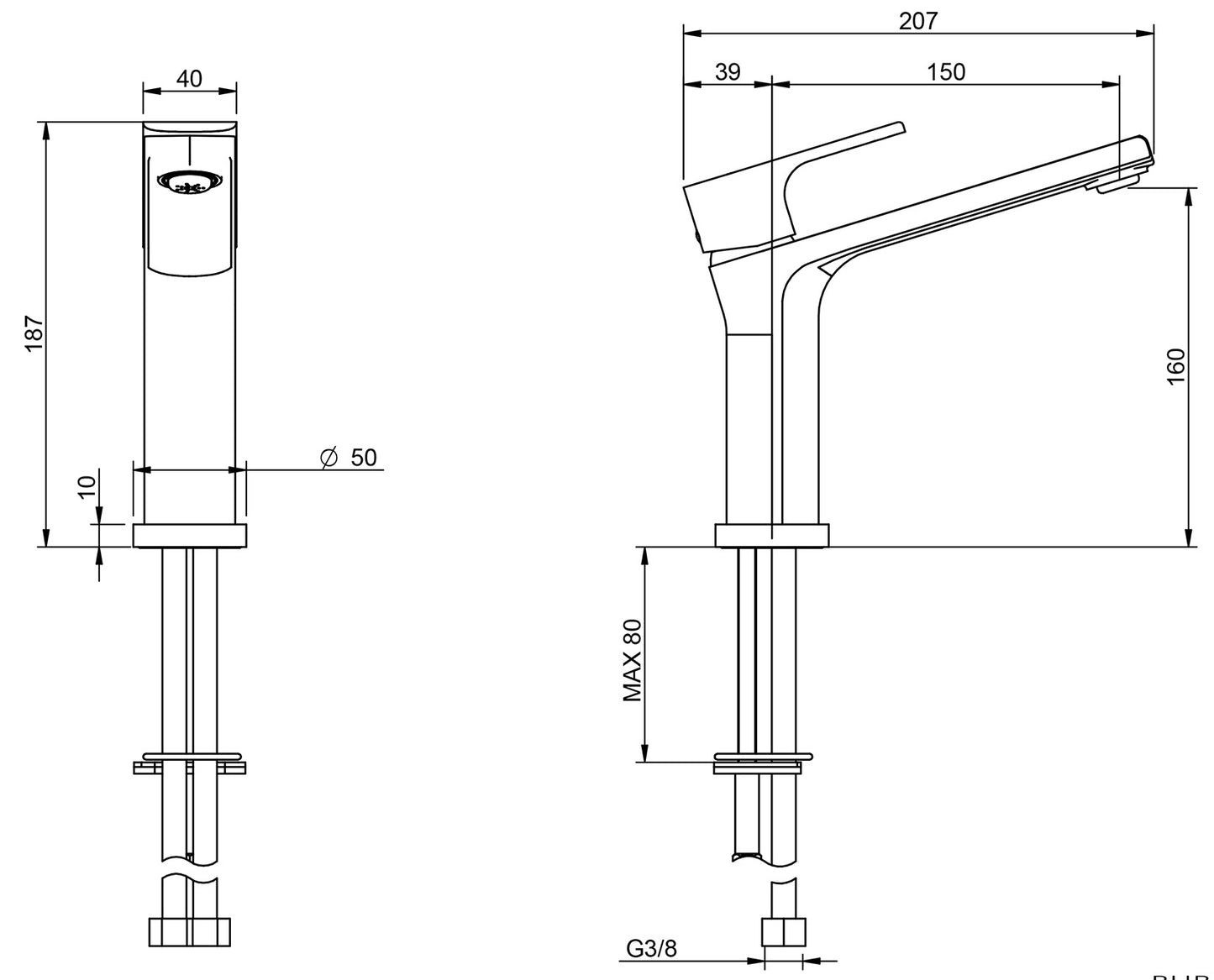 Rubinetterie Treemme 3M Contract Bamboo IT 5027 CC BM ZZ Miscelatore Monocomando Lavabo 160 Appoggio 1 Leva Monoforo Miscelazione Meccanica Stile Moderno Altezza 187 mm Lunghezza 207 mm Materiale Ottone Finitura Cromata