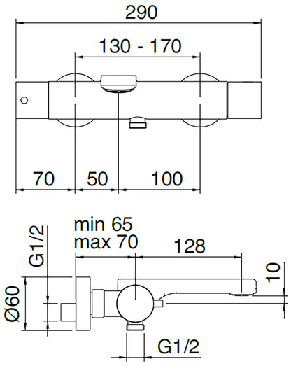 Rubinetterie Treemme 3M Contract Bamboo IT 5050 CC BM ZZ Miscelatore Monocomando Esterno Vasca a Muro Miscelazione Meccanica 2 Fori Stile Moderno Ottone Cromato 