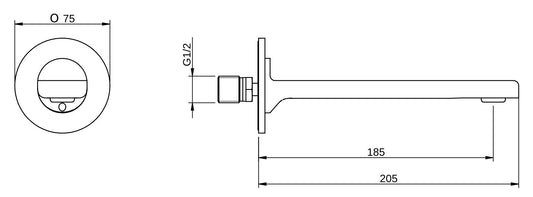 Rubinetterie Treemme 3M Bamboo IT 5063 CC ZZ ZZ Bocca a Muro 185 mm Getto Erogazione Uscita Acqua Areatore Orientabile Installazione Parete Materiale Ottone Finitura Cromata Stile Moderno Monoforo Lunghezza 205 mm Portata Acqua 4 Litri Al Minuto