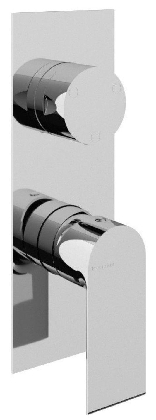 Rubinetterie Treemme 3M Bamboo RWIT 50A3 CC 01 + RWIT 22A2 ZZ 01 Miscelatore Monocomando Doccia Incasso Muro Con Deviatore 3 Uscite Meccanico Due Fori 1 Leva Con Piastra Verticale Staffa Per Cartongesso Ottone Cromata Parte Interna Esterna Incluse