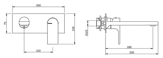 Rubinetterie Treemme 3M Bamboo RWIT 50A5 CC 01 + RWIT 51A5 ZZ 01 Miscelatore Monocomando Lavabo Incasso 180 Completo Parete 1 Leva 2 Fori Meccanico Moderno Con Piastra Lunghezza Bocca 200 mm Ottone Cromato Parte Interna Esterna Incluse