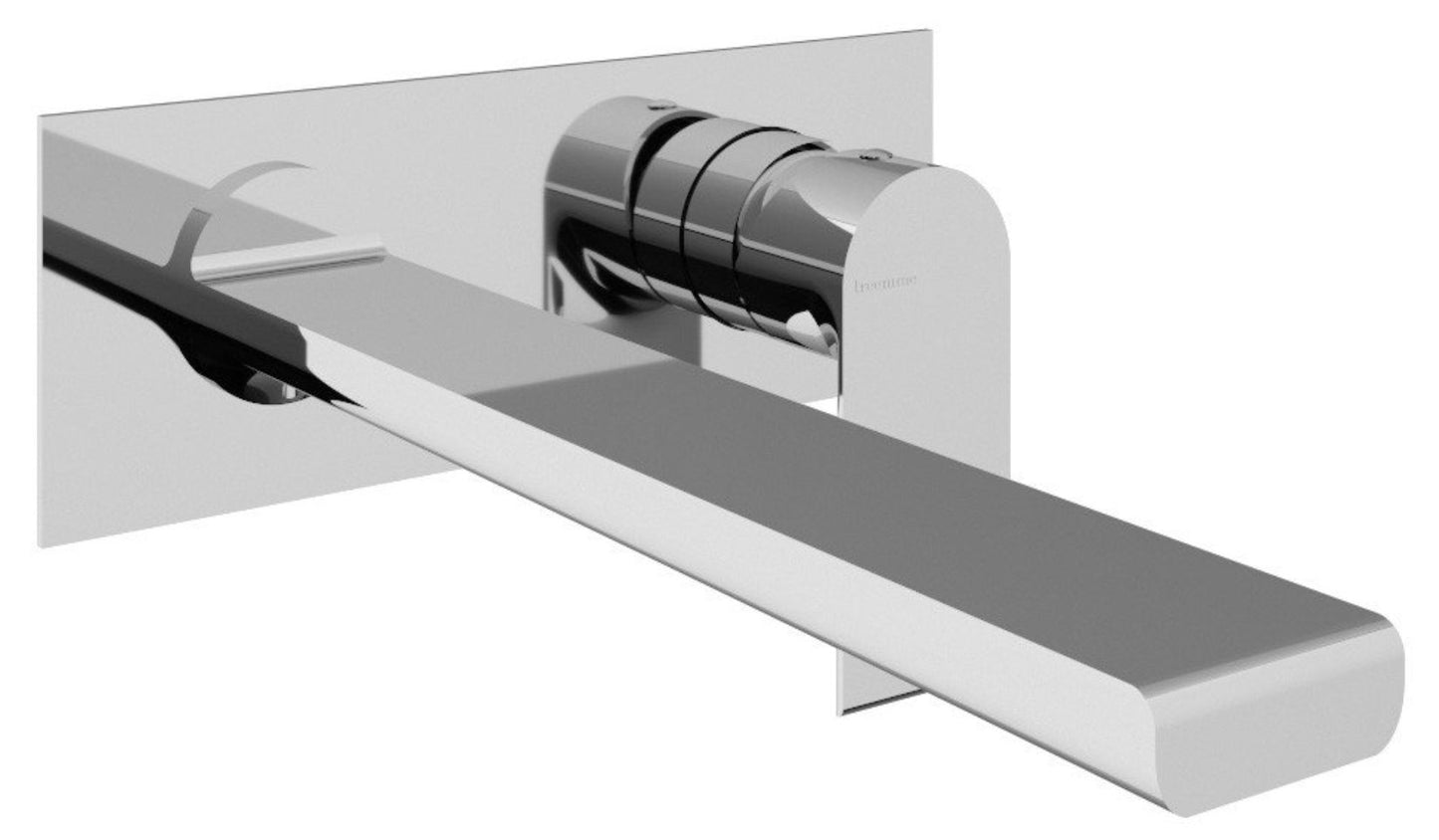 Rubinetterie Treemme 3M Bamboo RWIT 50A6 CC 01 + RWIT 51A5 ZZ 01 Miscelatore Monocomando Lavabo Incasso 230 Completo Parete 1 Leva 2 Fori Miscelazione Meccanica Moderno Con Piastra Lunghezza Bocca 250 mm Ottone Cromato Parte Interna Esterna Incluse